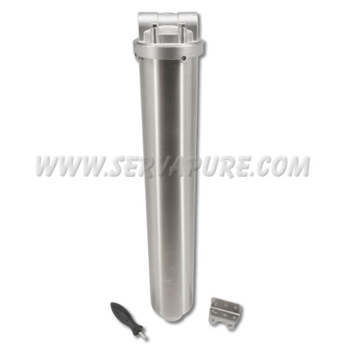 HydroScientific, T2-304-34, 20" 304 Stainless Steel Single Filter Cup Housing, DOE, 3/4" In/Out