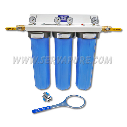 Serv-A-Pure 73000P, Professional Grade Empty Three Filter Housing Assembly, No Filter Included