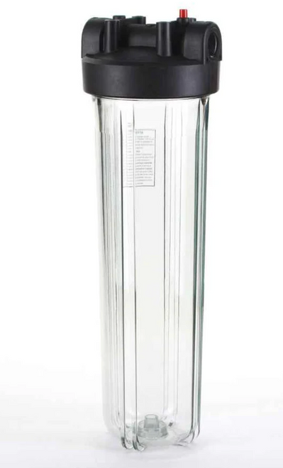 Hydronix HF45-20CLBK34PR, 20" Clear, 4.5" Body, 3/4" Black Cap Filter Housing w/PR