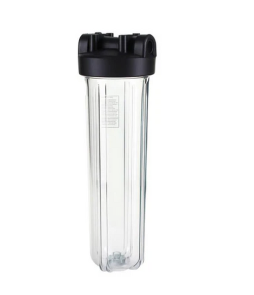 Hydronix HF45-20CLBK10, 20" Clear, 4.5" Body, 1" Black Cap Filter Housing