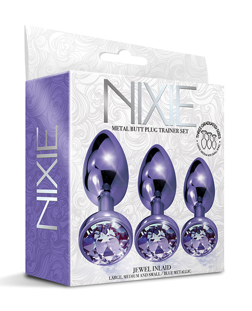 Nixie Metal Butt Plug Trainer Set With Inlaid Jewel - Purple Metallic -  Pleasure Superstore