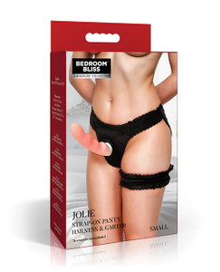 Bedroom Bliss Jolie Strap-On Panty Harness & Garter - Small