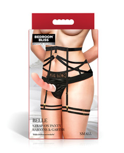 Bedroom Bliss Belle Strap-On Panty Harness & Garter - Small
