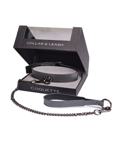 Pleasure Collection Gunmetal Glam Collar & Leash w/Removeable Chain