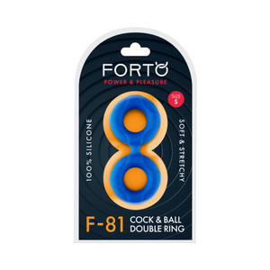 Forto F-81 Liquid Silicone Cock & Ball Double Ring Small Blue