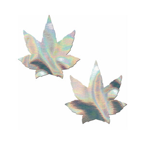 Pastease Indica Pot Leaf: Silver Holographic Weed Pasties