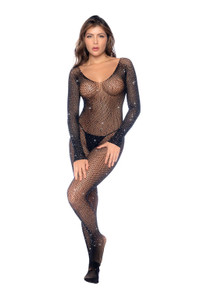 Celestial Sparkle Bodystocking - Os - Black/rhinestone