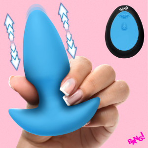 Thrusting & Vibrating Silicone Butt Plug - Blue