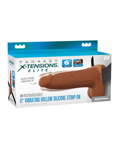 Fantasy X-Tensions Elite 6" Vibrating Hollow Strap-On - Brown