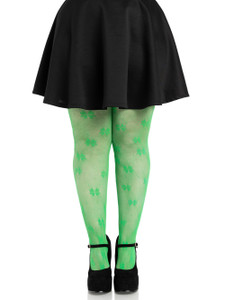 Clover Net Tights - 1x 2x - Green
