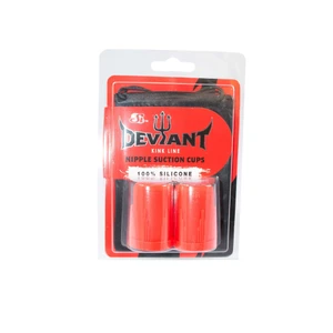 Silicone Nipple Suction Cups & Leather Pouch - Red & Black