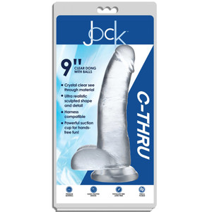 Jock C-Thru 9" Clear Tpe Dildo With Balls