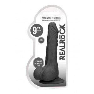 Realrock Dong With Testicles 9" Black