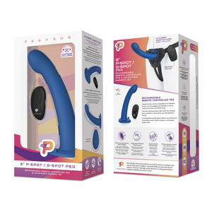 8" Remote Control P-Spot G-Spot Silicone Peg With Harness Included