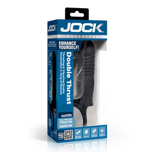 Jock Thrusting & Vibrating Double Penetration C-Ring With Remote