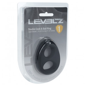 Levelz Double Liquid Silicone Cock & Ball Ring Black