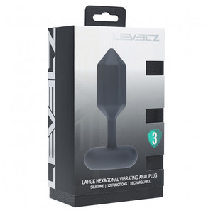 Levelz Hexagonal Vibrating Silicone Anal Plug Large Black