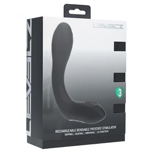 Levelz Vibrating Heating Bendable Tapping Silicone Prostate Stimulator Black