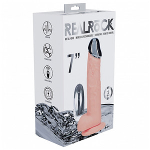 Realrock Metalhead Vibrating Regular Straight Dildo With Balls 7" Flesh