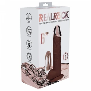 Realrock Rechargeable Metalhead Vibrating Regular Straight With Balls 6" Brown