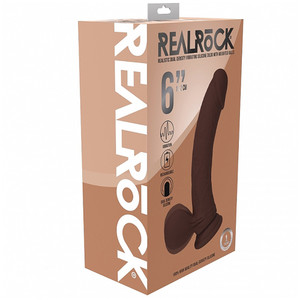 Realrock Rechargeable Dual Layered Vibrating Curved Weighted Balls 6" Brown
