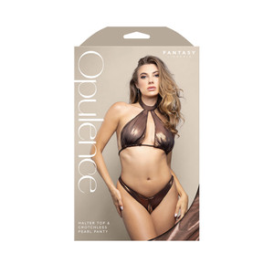 Halter Top & Crotchless Pearl Panty S/M