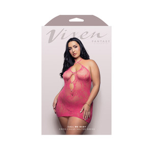 Call Me Baby Criss-Cross Halter Dress Queen Size