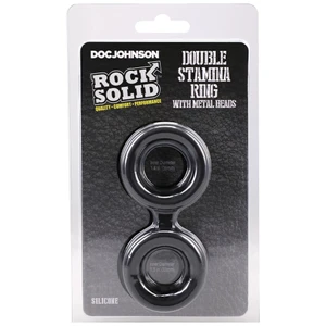 Rock Solid Silicone Double Stamina Ring With Metal Beads Black