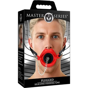 Master Series Plugged Silicone Feeding Gag Red