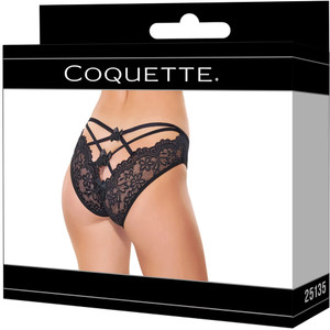Coquette Open Back Bow Panty Black Large