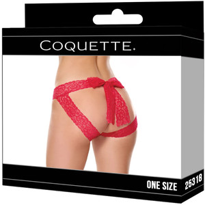Coquette Lace Crotchless Panty Red One Size