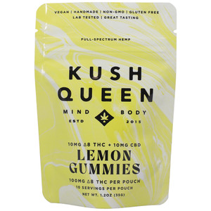 Kush Queen Lemon Gummies 10mg Delta 8 Thc + 10mg Cbd 10 Pcs