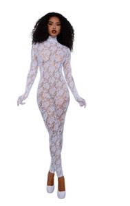 Gloved Bodystocking Dmnd - Os - White