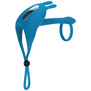 Levelz Adjustable Bunny Vibrating Silicone Lasso Cock Ring & Shaft Loop Teal