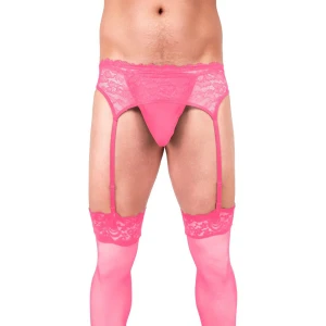 Prowler Lace Garter Set Pink XL