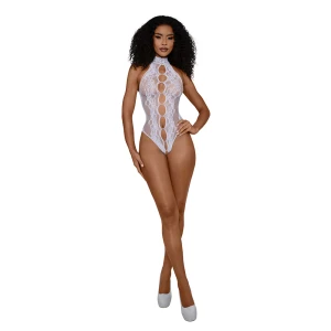 Dreamgirl Crotchless Peek-A-Boo Madame Teddy White O/S