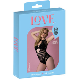 Love Rhinestone Crystal Seamless Teddy Black One Size