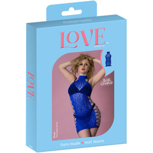 Love Rhinestone Crystal Dress Blue One Size
