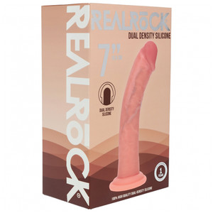Realrock Dual Layered Curved Realistic Dildo 7" Flesh