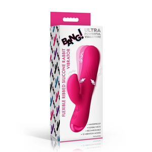 Bg Ribbed Silicone Rabbit Vibrator Pink