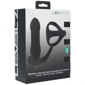 Levelz Vibrating & Thrusting Prostate Massager With Tri O Cock Ring Black