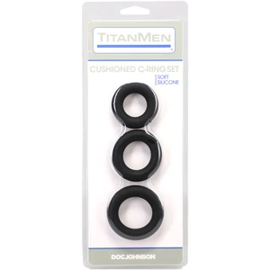 Titanmen Cushioned C-Ring 3pc Silicone Set Black