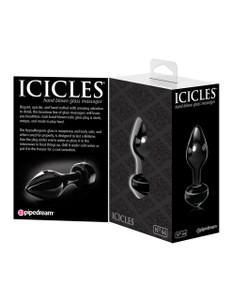 Pipedream Icicles No. 44 Hand Blown Glass Butt Plug - Black