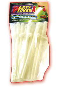 Hott Products Party Pecker Sipping Straws - Glow In The Dark Pack Of 10