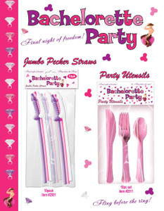 Hott Products Bachelorette Party Pecker Sipping Straws - Assorted Colors Pack Of 10