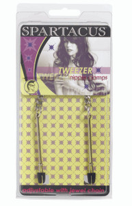 Spartacus Fetish Adjustable Tweezer Nipple Clamps Includes Jewel Chain