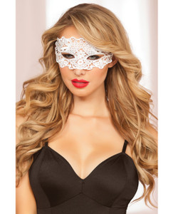 Seven 'til Midnight Lace Eye Mask Includes Satin Ribbon Ties White - One Size Fits All