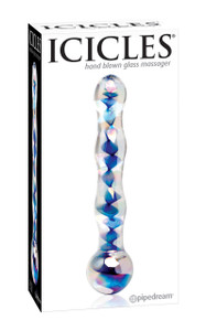 Pipedream Icicles No. 8 Hand Blown Glass Dildo - Clear Includes Inside Blue Swirls