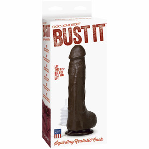 Doc Johnson Bust It Squirting Realistic Dildo Includes 1 Oz Nut Butter - Black