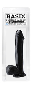 Pipedream Basix Rubber Works 12" Dildo Includes Suction Cup - Black